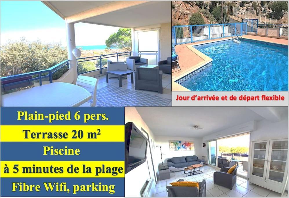 Plain-Pied, Terrasse, Piscine, Pleine Vue Mer, Plage A 6' A Pied, Parking, Wifi Fleury  Exterior photo